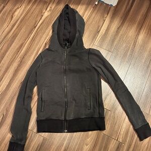 Lululemon Hoodie Full Zip Grey Striped Extra Long Sleeves with Thumb Holes